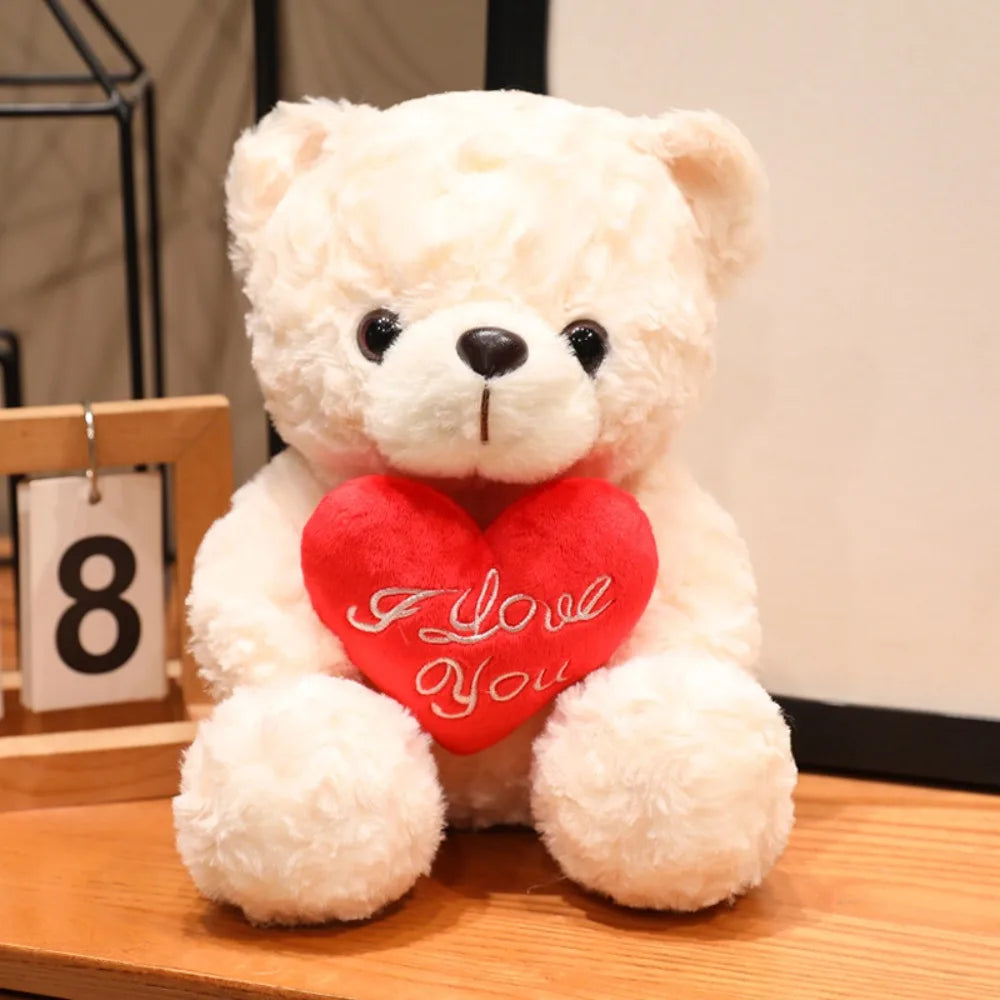 Rose Bear Plush Toy with Red Heart – Romantic Valentine's Gift