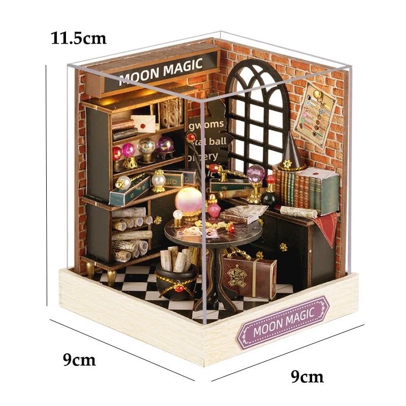 DIY Miniature Wooden Dollhouse Kit with LED Light – 3D Puzzle Gift
