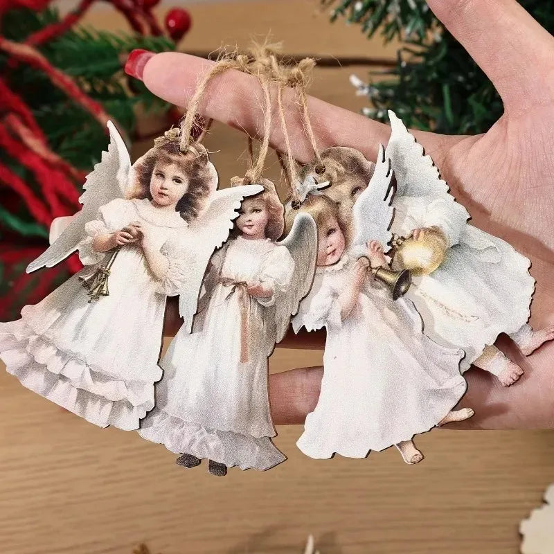 Wooden Christmas Ornaments (12/24 pcs) – Flat Hanging Decorations