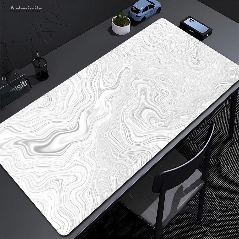 Large Gaming Mouse Pad – Black & White Abstract Desk Mat