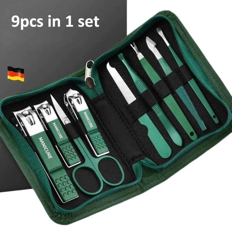 Manicure Set with Leather Case – Stainless Steel Nail Care Kit