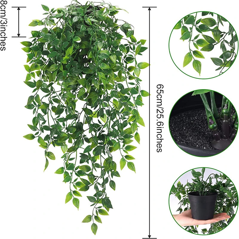 Artificial Hanging Ivy Plants with Pots – Indoor Home Decor