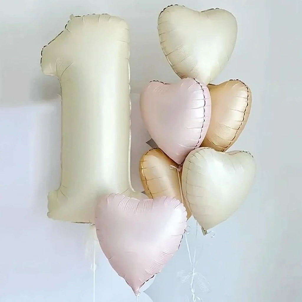 Heart Foil Balloons 18" (10 pcs) – Pink & Sage Green