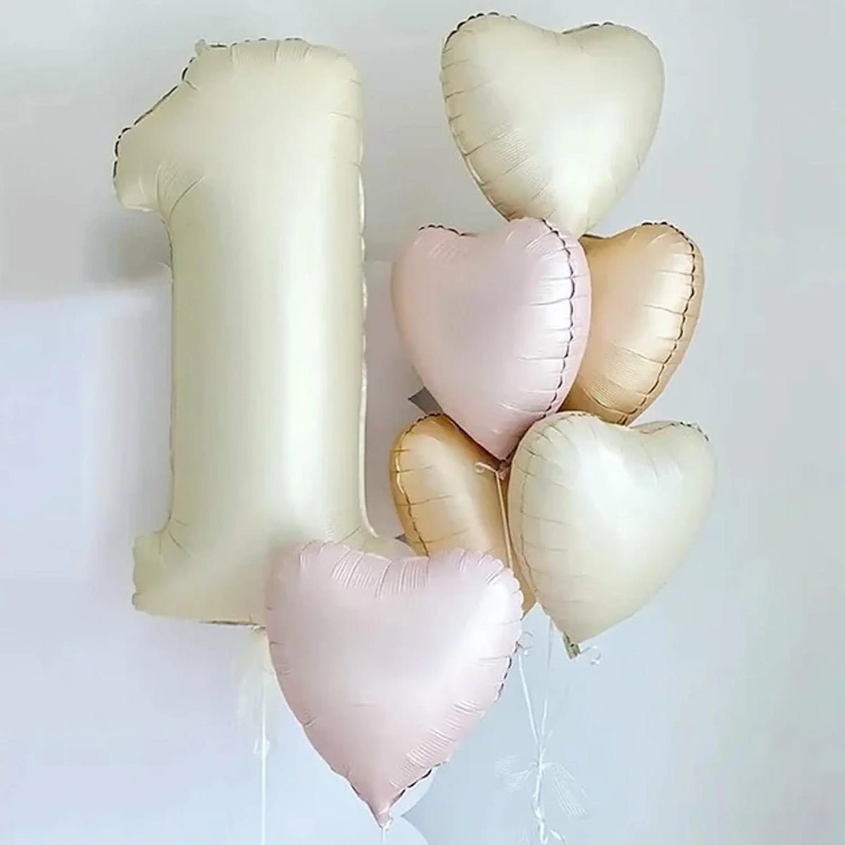 Heart Foil Balloons 18" (10 pcs) – Pink & Sage Green