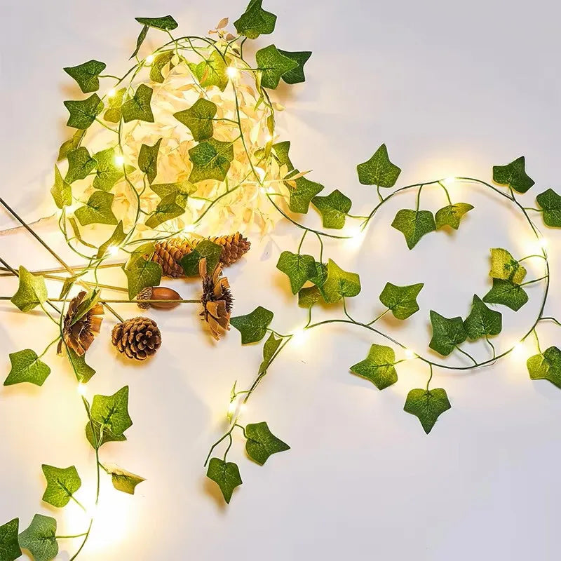 Artificial Ivy Leaf Fairy Lights 2 m – Green Vine String Lights