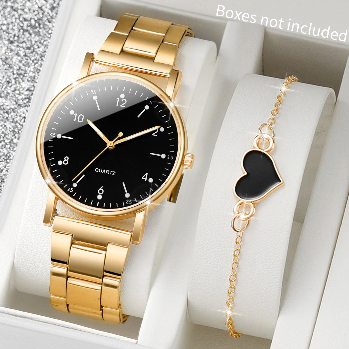Women's Arabic Dial Quartz Watch & Bracelet Set