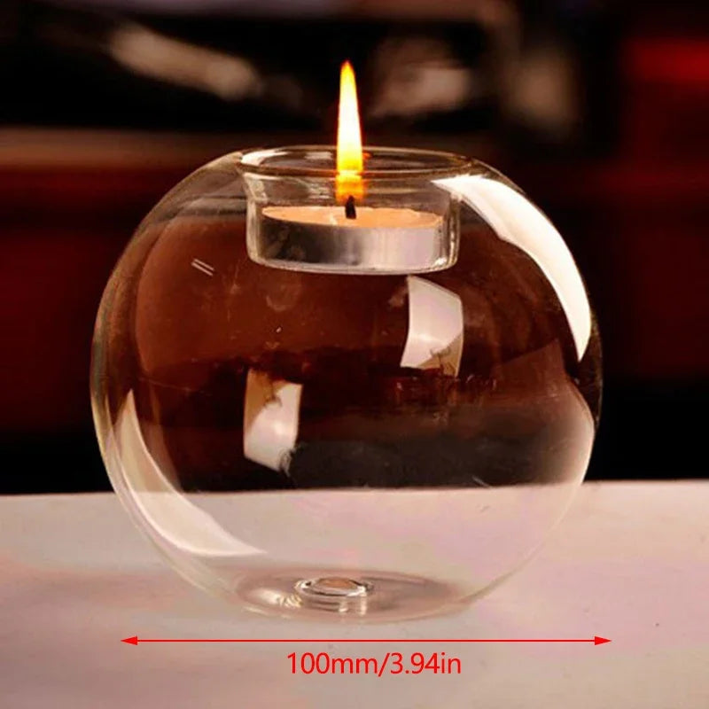 Round Glass Candle Holder – Table Centerpiece Decor