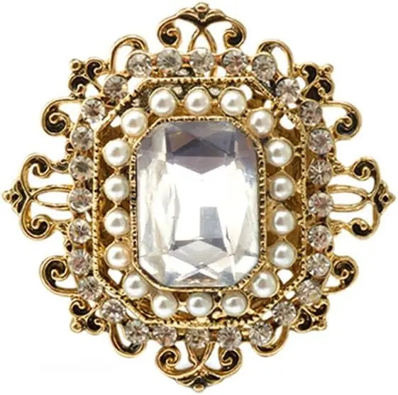 Vintage Rhinestone & Pearl Brooch for Women
