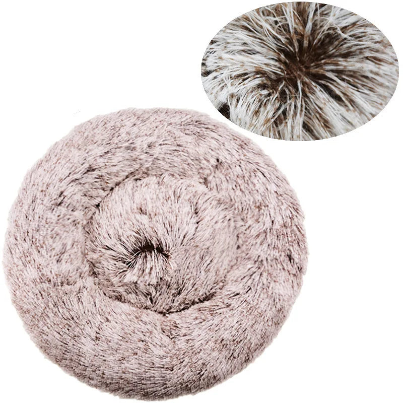 Round Plush Pet Bed 40–90 cm – Soft Warm Bed for Dogs & Cats