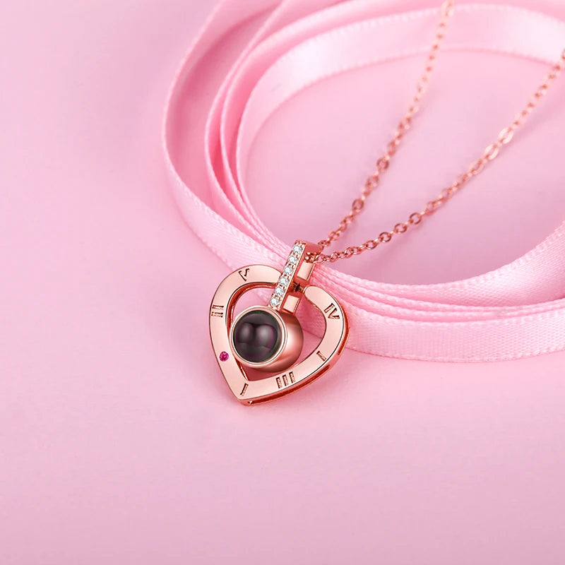 "I Love You" Projection Necklace – 100 Languages Heart Pendant