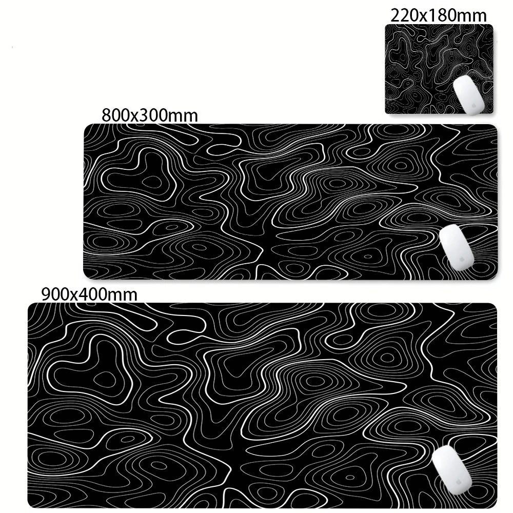 Large Gaming Mouse Pad – Black & White Abstract Desk Mat