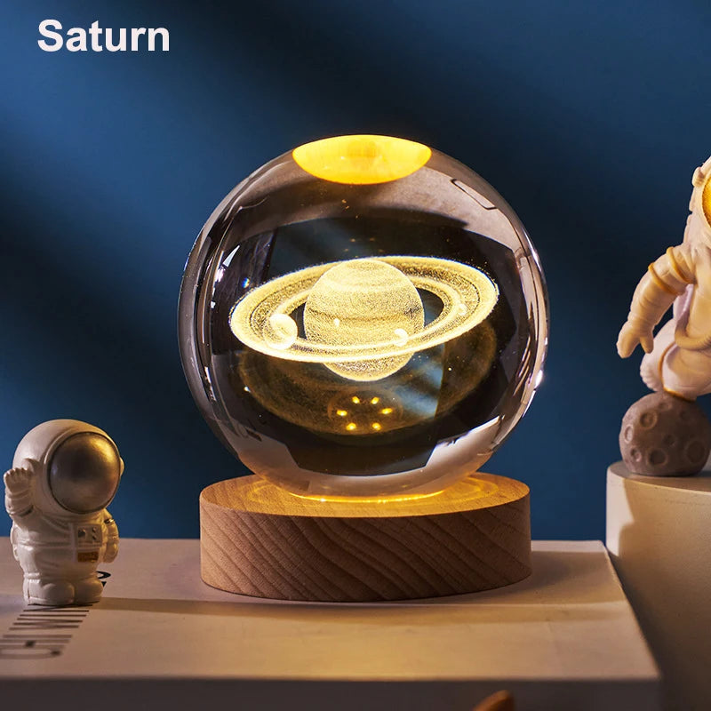 Galaxy Crystal Ball Night Light – Solar System Lamp