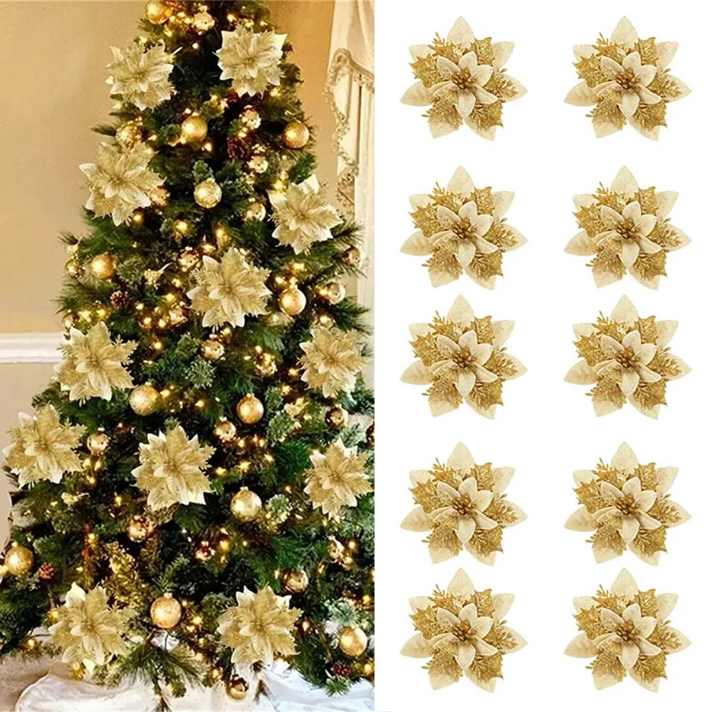 Glitter Christmas Flower Ornaments – Christmas Tree Decorations