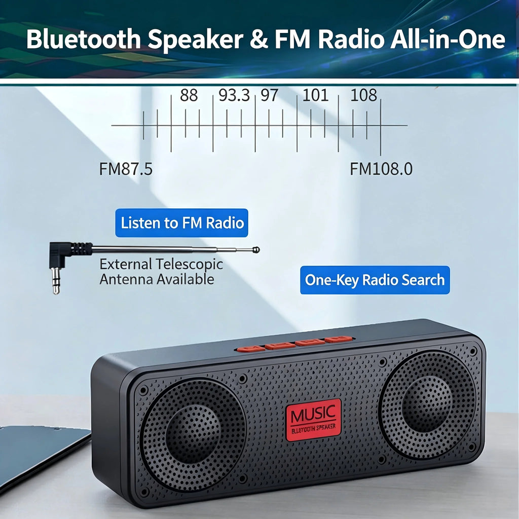 S18 Portable Bluetooth Speaker – Subwoofer, FM Radio, Waterproof