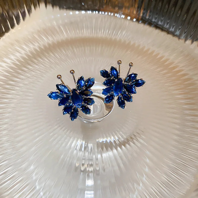 Crystal Flower Stud Earrings for Women