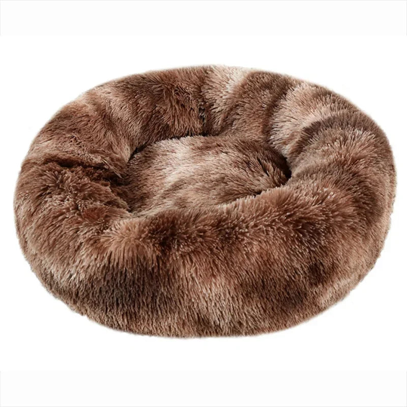 Round Plush Pet Bed 40–90 cm – Soft Warm Bed for Dogs & Cats