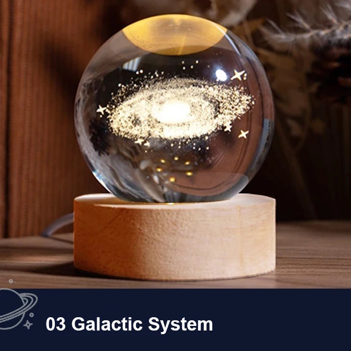 Galaxy Crystal Ball Night Light – Solar System Lamp