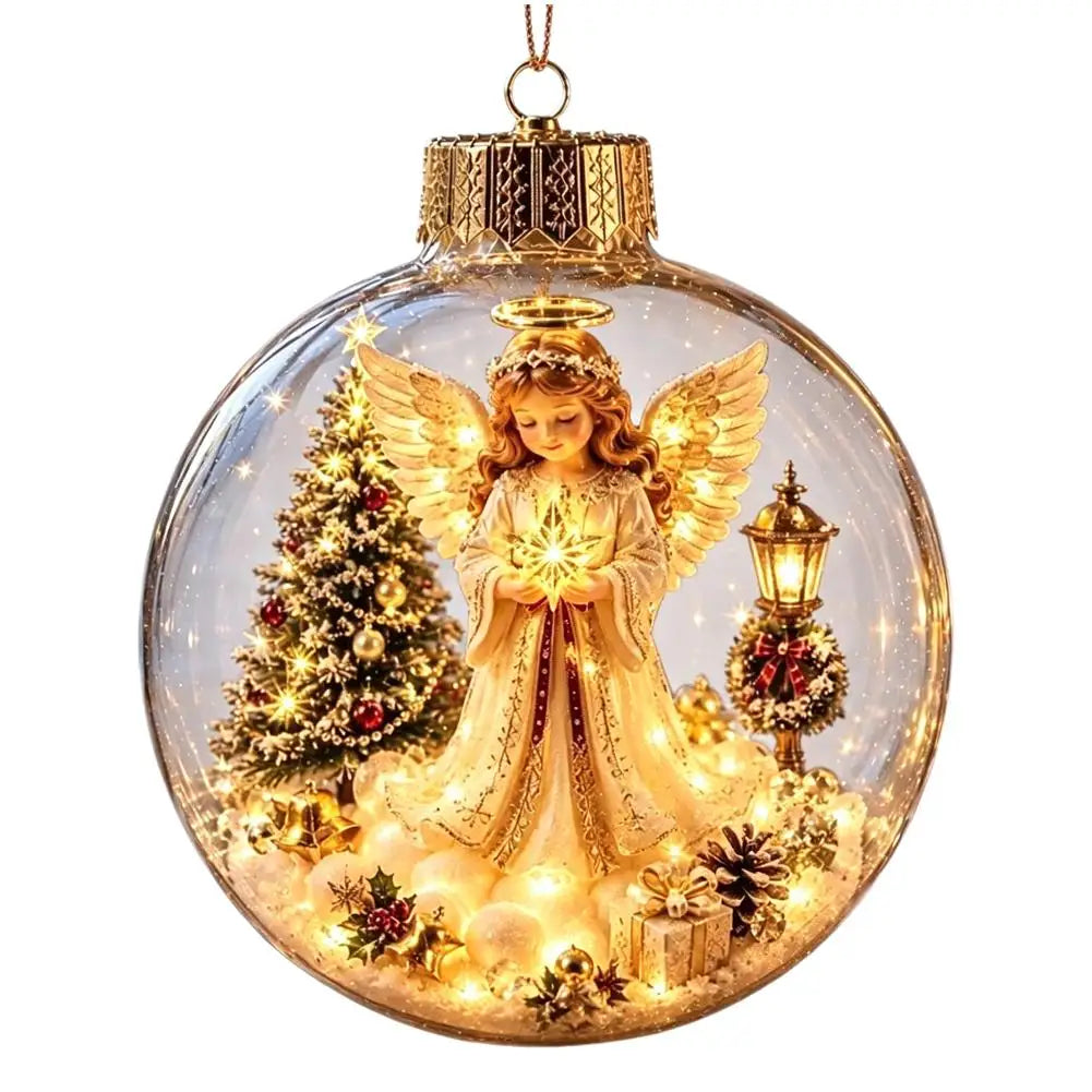 Light-Up Acrylic Christmas Ball Ornament 8 cm – Santa Design
