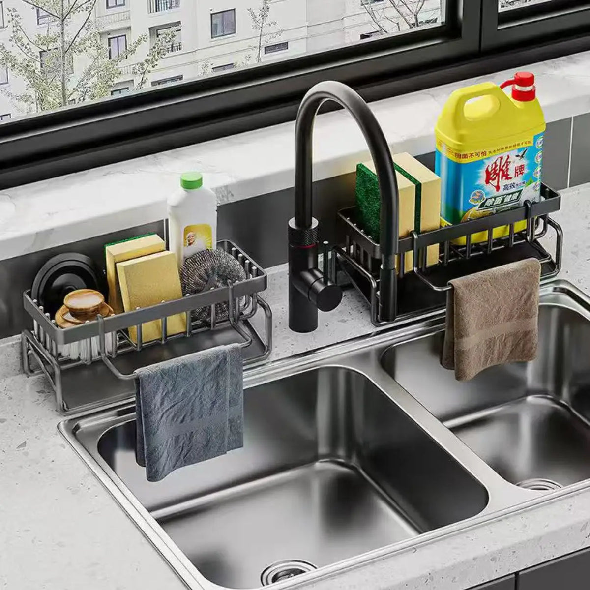 Kitchen Sink Caddy – Sponge, Soap & Towel Holder