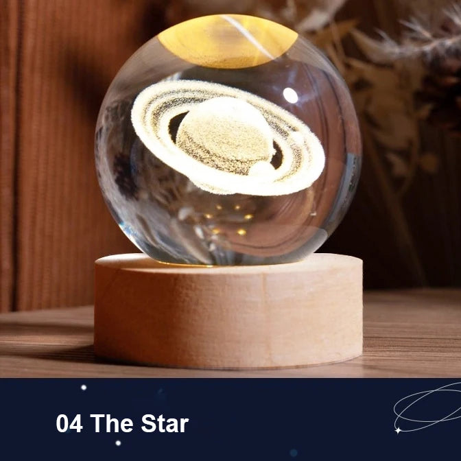 Galaxy Crystal Ball Night Light – Solar System Lamp