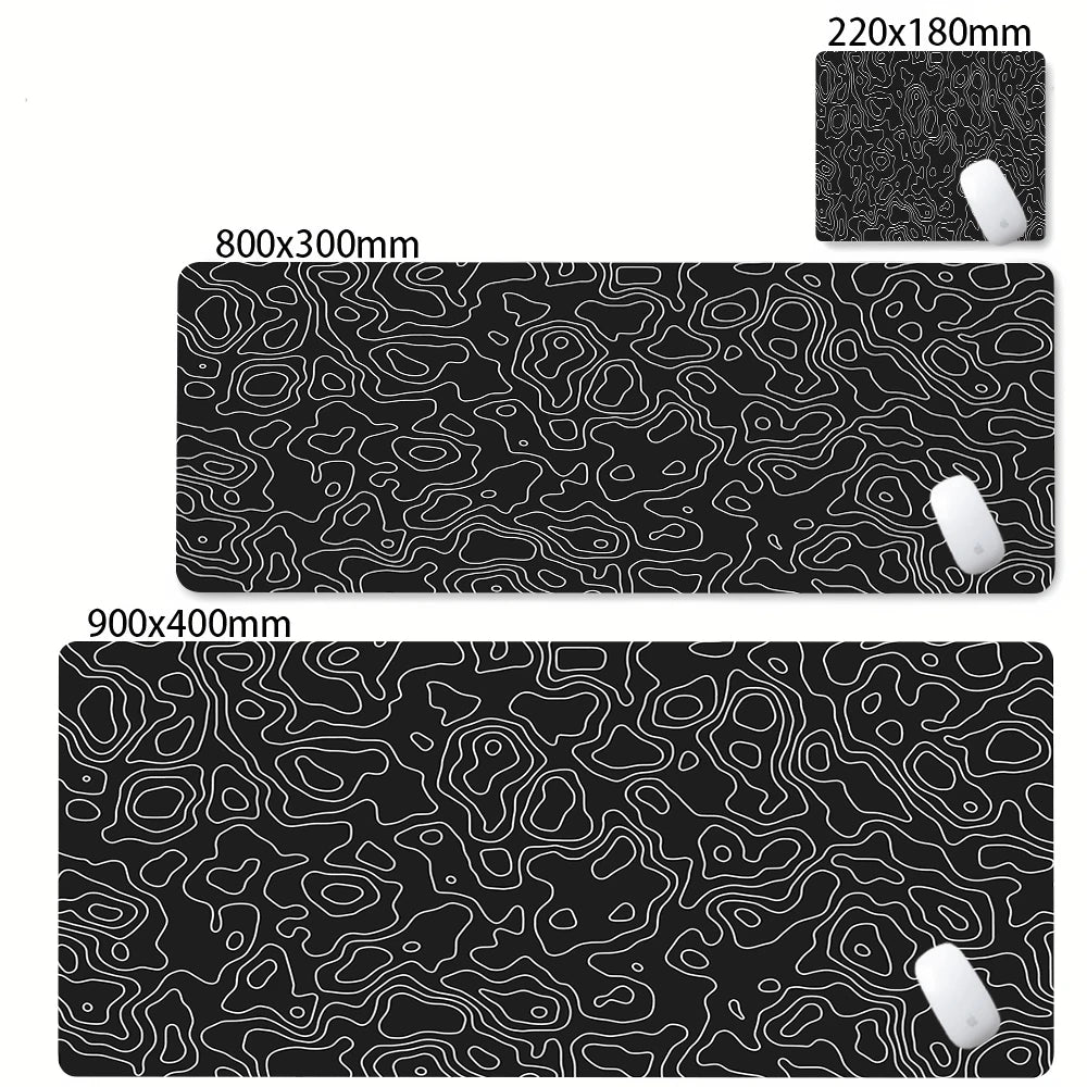 Large Gaming Mouse Pad – Black & White Abstract Desk Mat