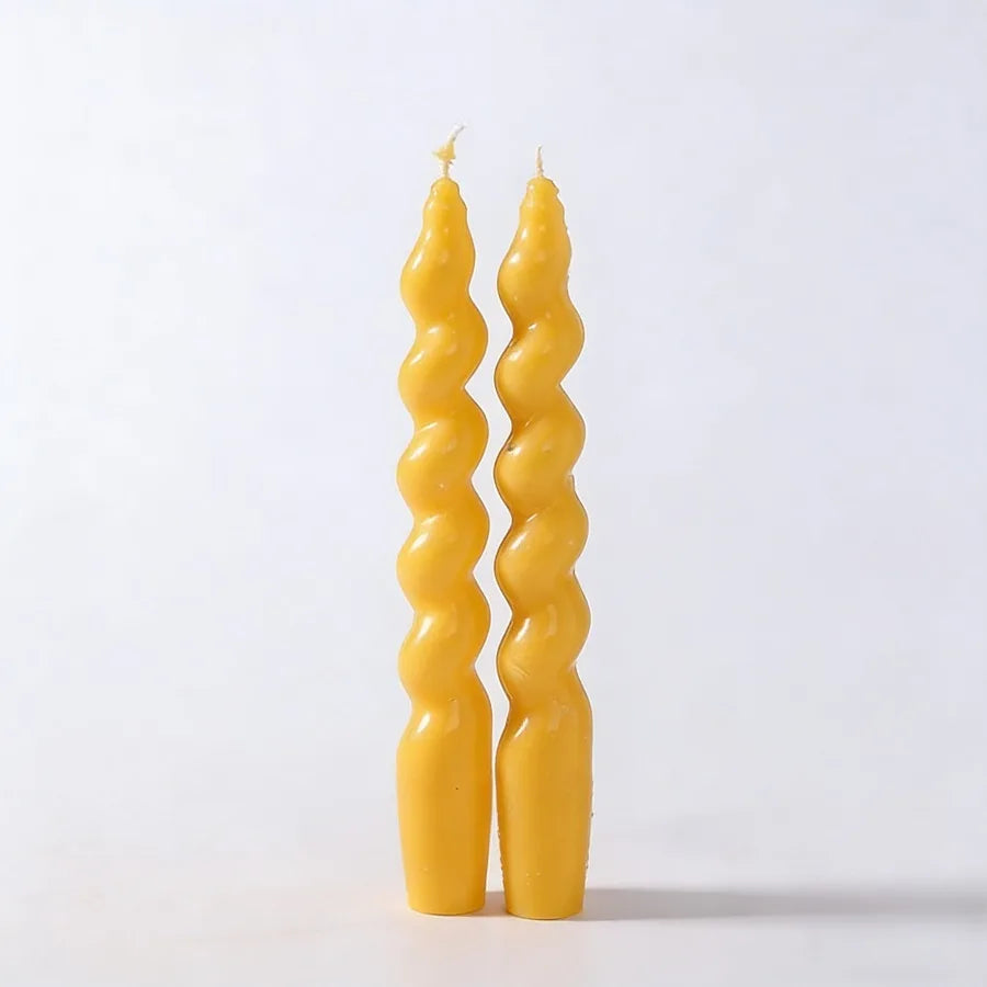 Spiral Taper Scented Candles (2 pcs) – Soy Wax Table Decor
