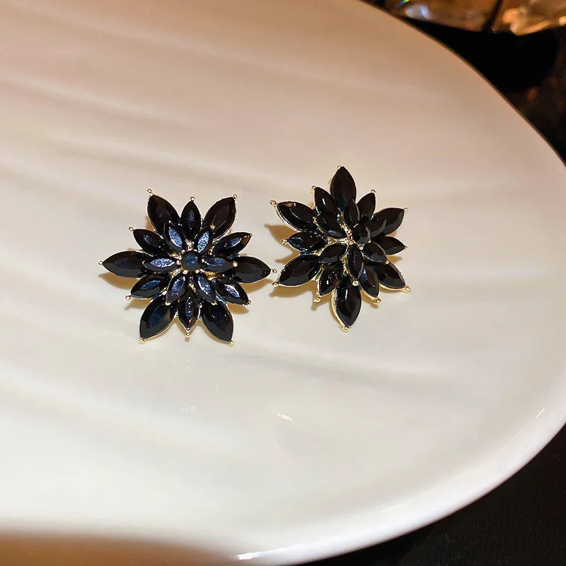 Crystal Flower Stud Earrings for Women