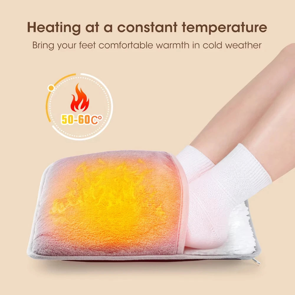 USB Heated Foot Warmer – Soft Plush Washable Heating Pad