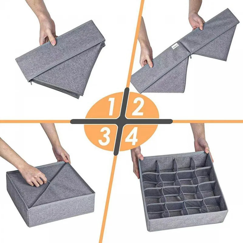 3-in-1 Underwear & Sock Storage Box – Foldable Drawer Organizer