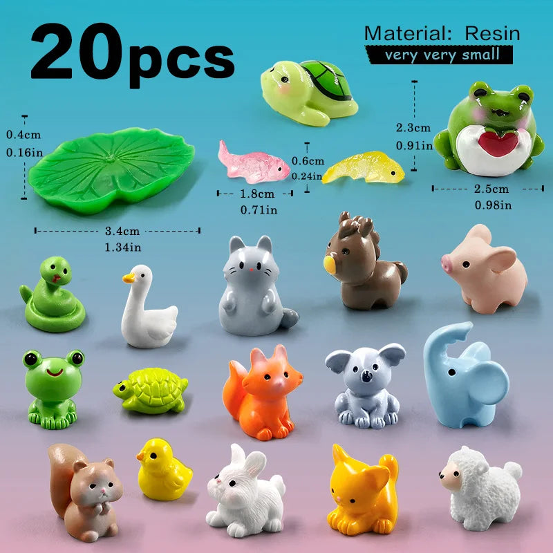 Mini Animal Figurines (20 pcs) – Fairy Garden & Christmas Decor