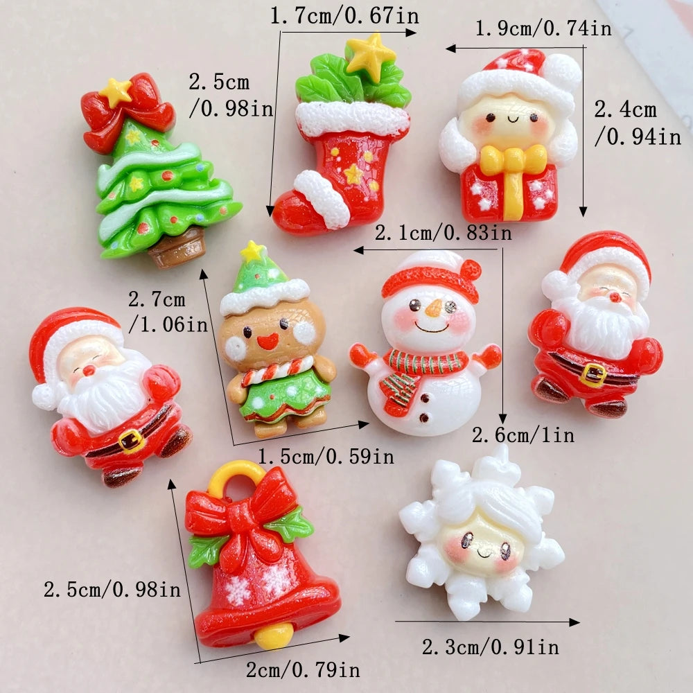 Resin Christmas Charms (10 pcs) – Snowman, Tree & Bell for Crafts