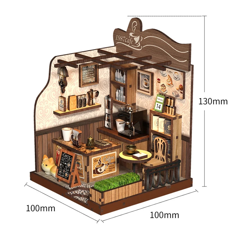 DIY Miniature Wooden Dollhouse Kit with LED Light – 3D Puzzle Gift