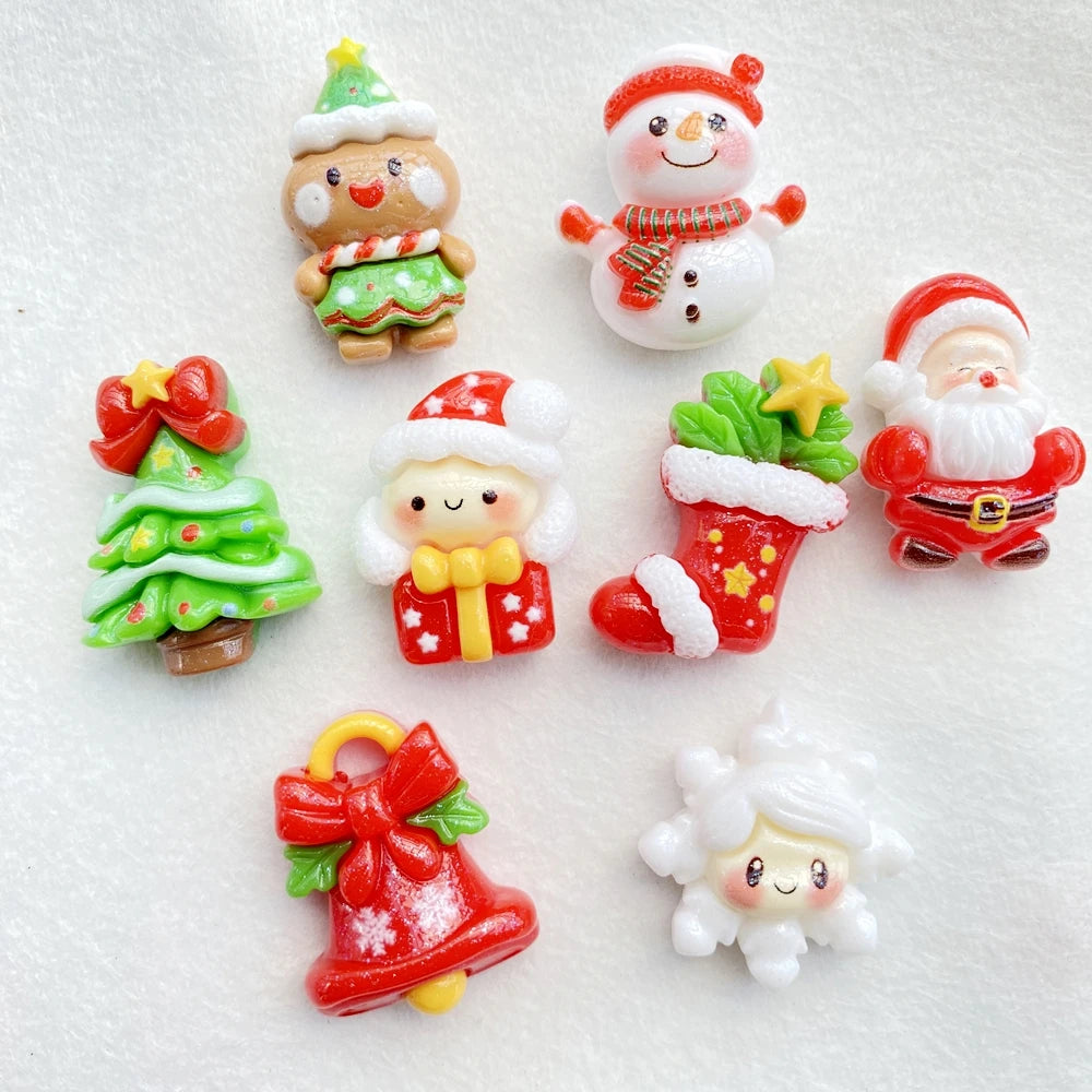 Resin Christmas Charms (10 pcs) – Snowman, Tree & Bell for Crafts