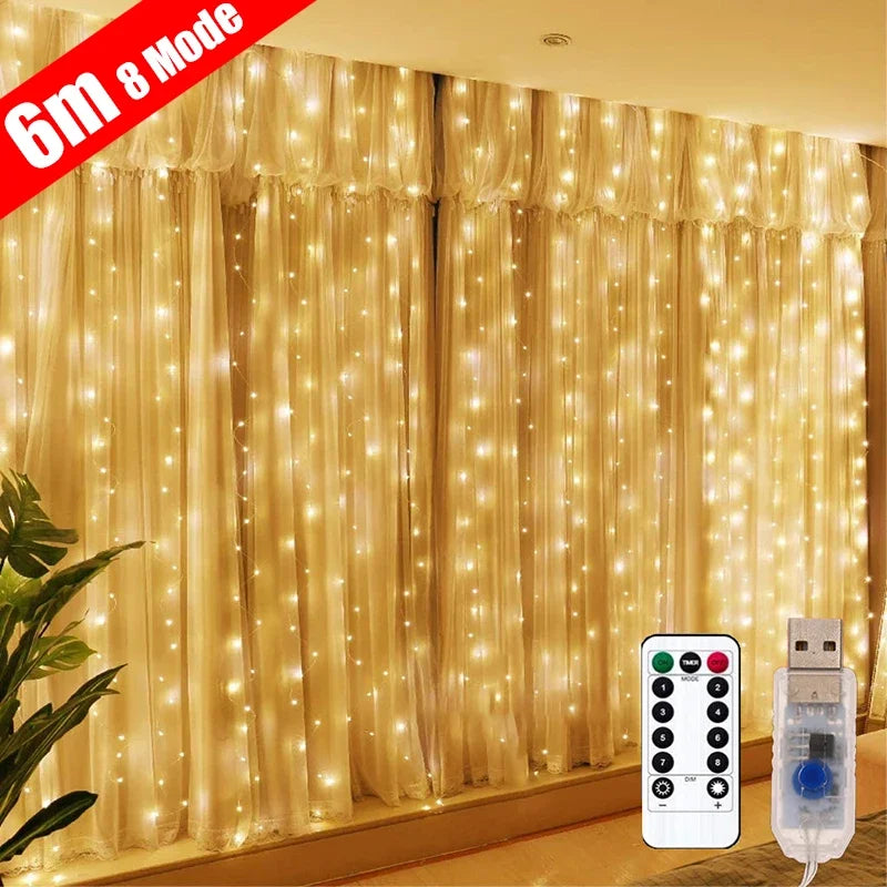 3 m LED Curtain Lights with Remote – USB Window Fairy Lights