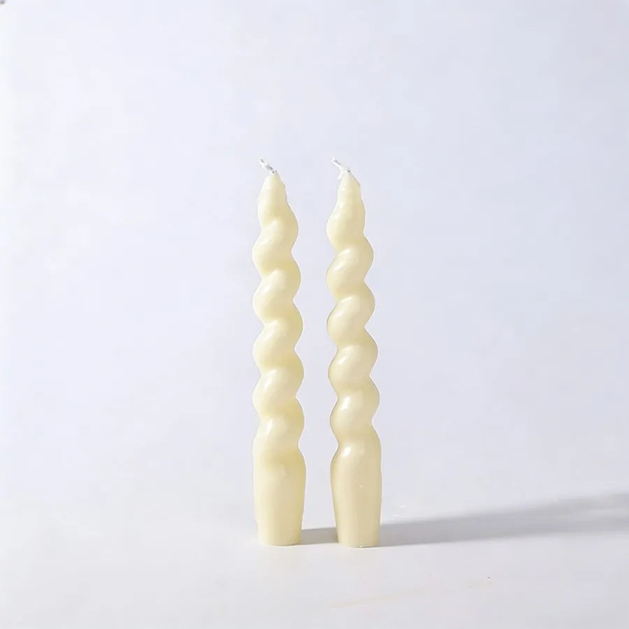 Spiral Taper Scented Candles (2 pcs) – Soy Wax Table Decor