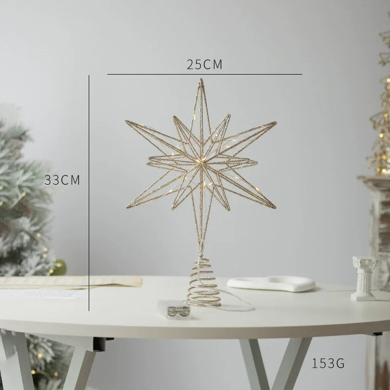 LED Star Christmas Tree Topper with String Lights
