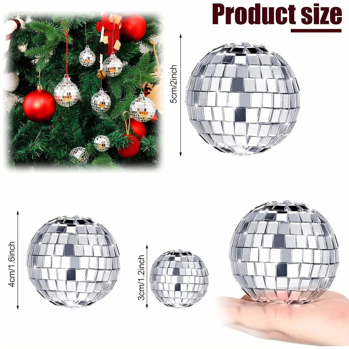 Mini Disco Ball Ornaments – Reflective Silver Christmas Baubles