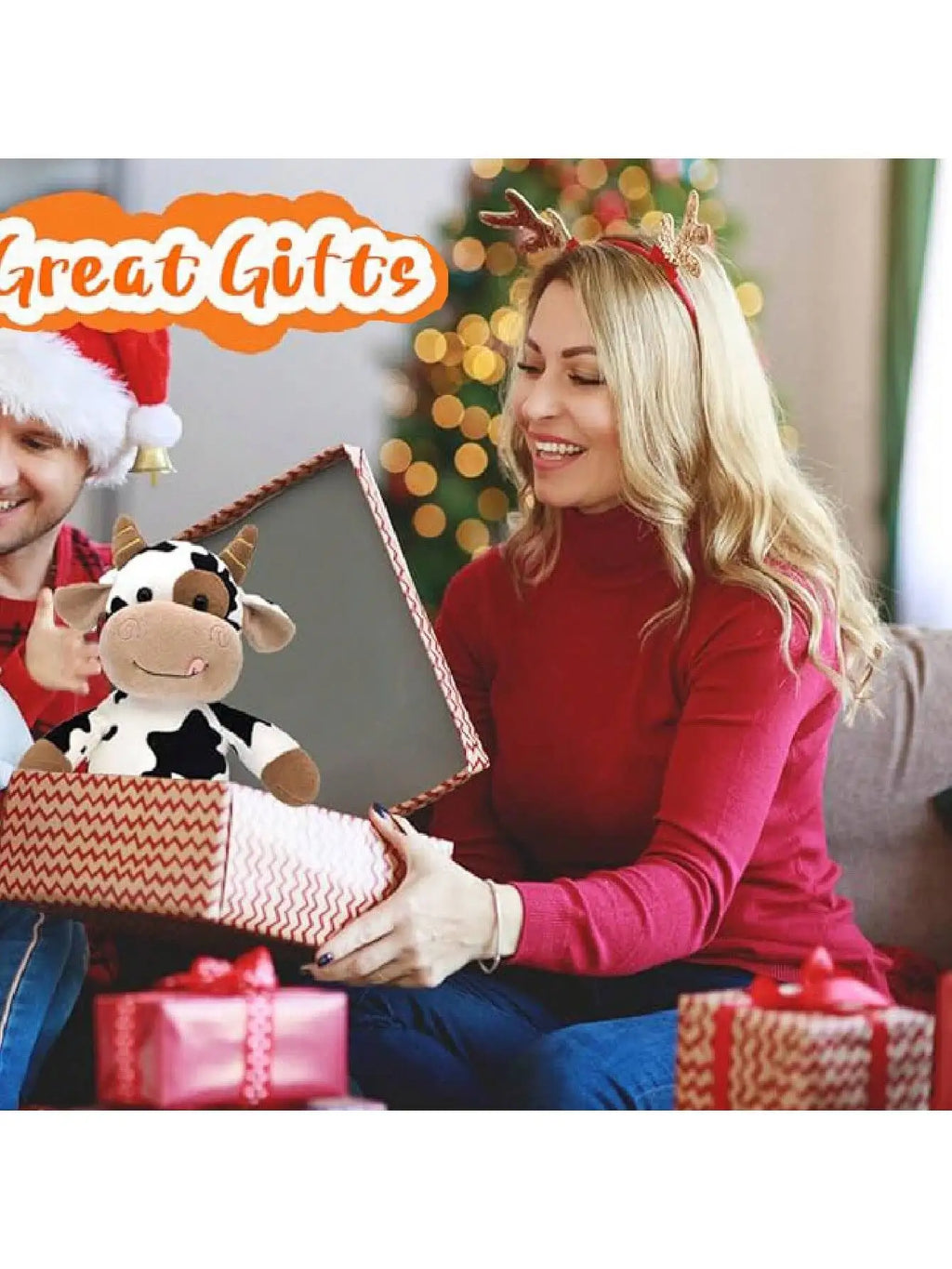 Soft Plush Cow Stuffed Animal 12" – Cute Cuddly Gift