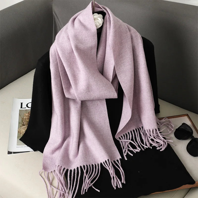 Cashmere-Feel Winter Scarf with Tassels – Warm Pashmina Shawl