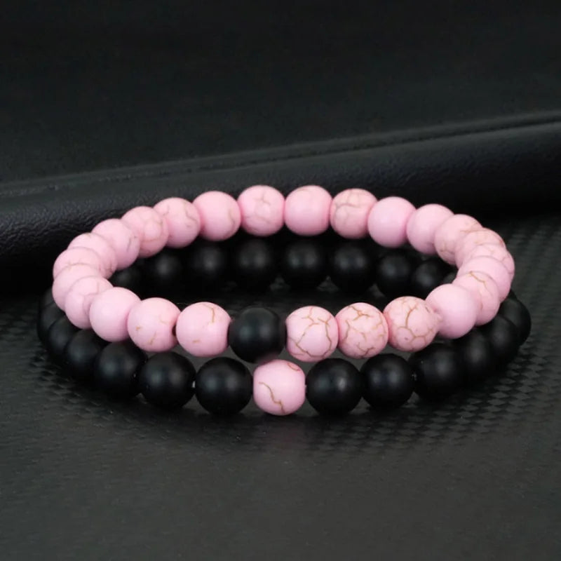 Couple Bracelets Set – Tiger Eye & Volcanic Stone Beads