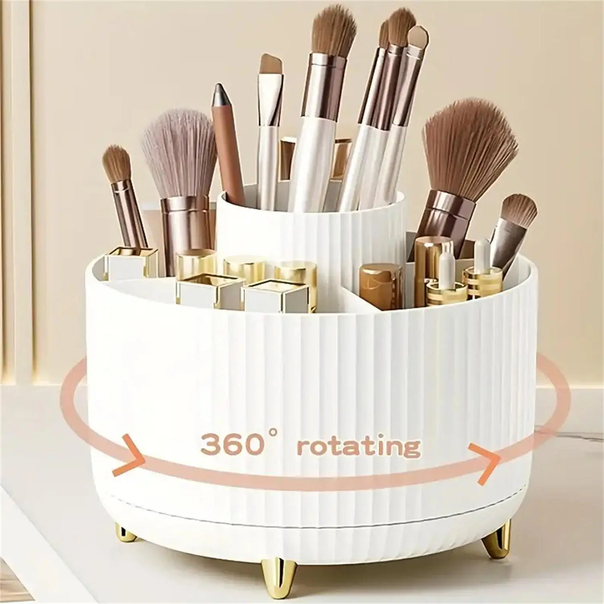 360° Rotating Makeup Organizer – 5 Compartments