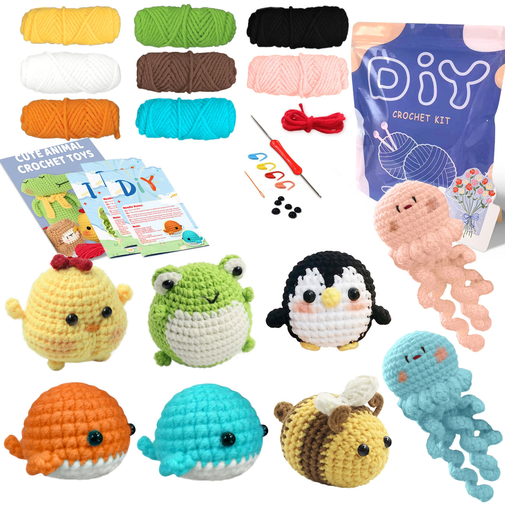 Crochet Kit for Beginners – Animal Amigurumi Starter Set