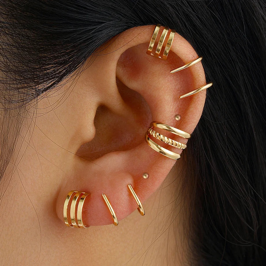 Rhinestone Clip-On Earrings Set (3 Pairs) – No Piercing Needed