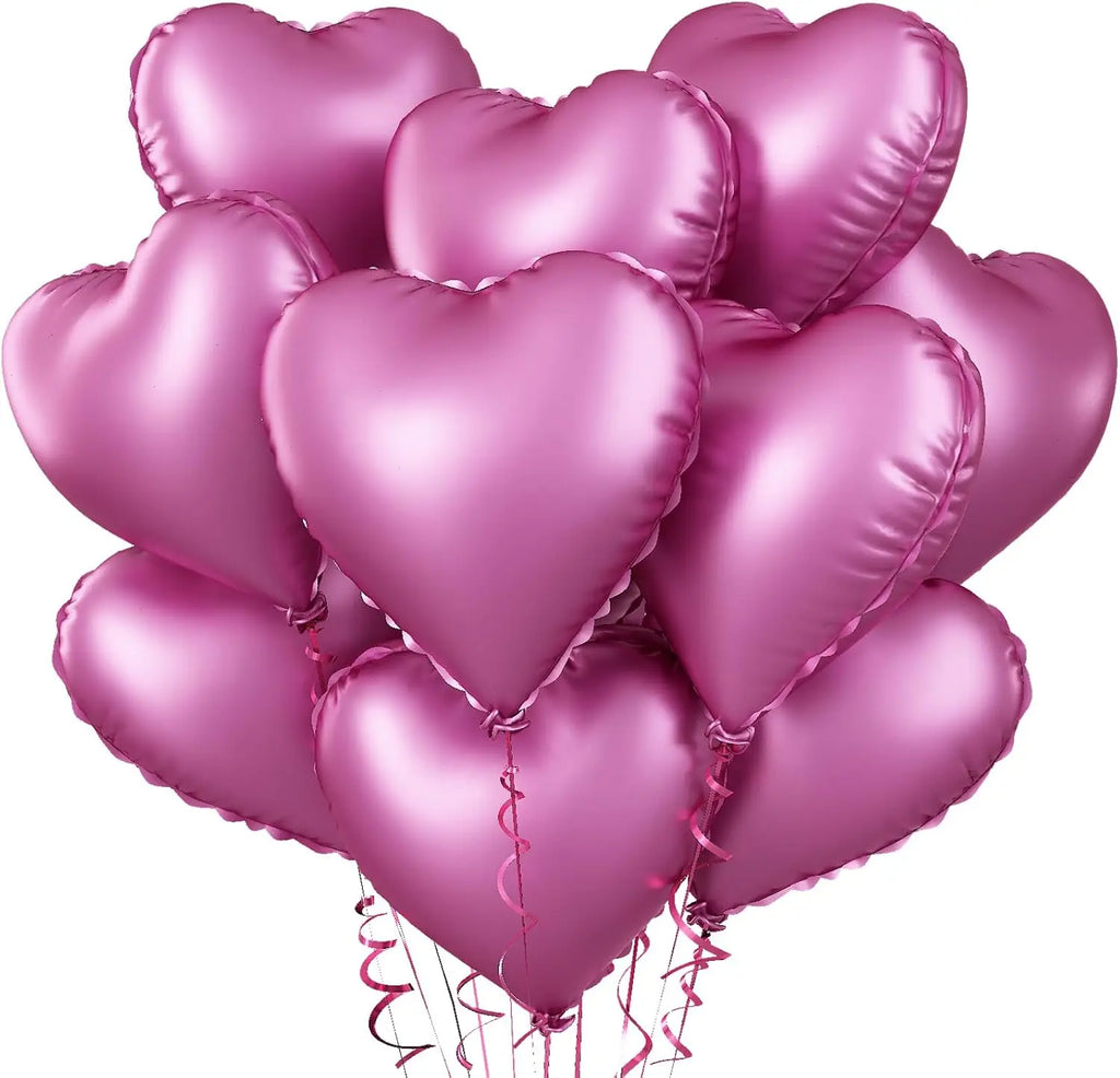 Heart Foil Balloons 18" (10 pcs) – Pink & Sage Green