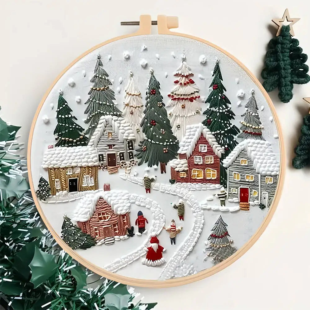 Christmas Embroidery Kit for Beginners – Wreath & Winter Designs