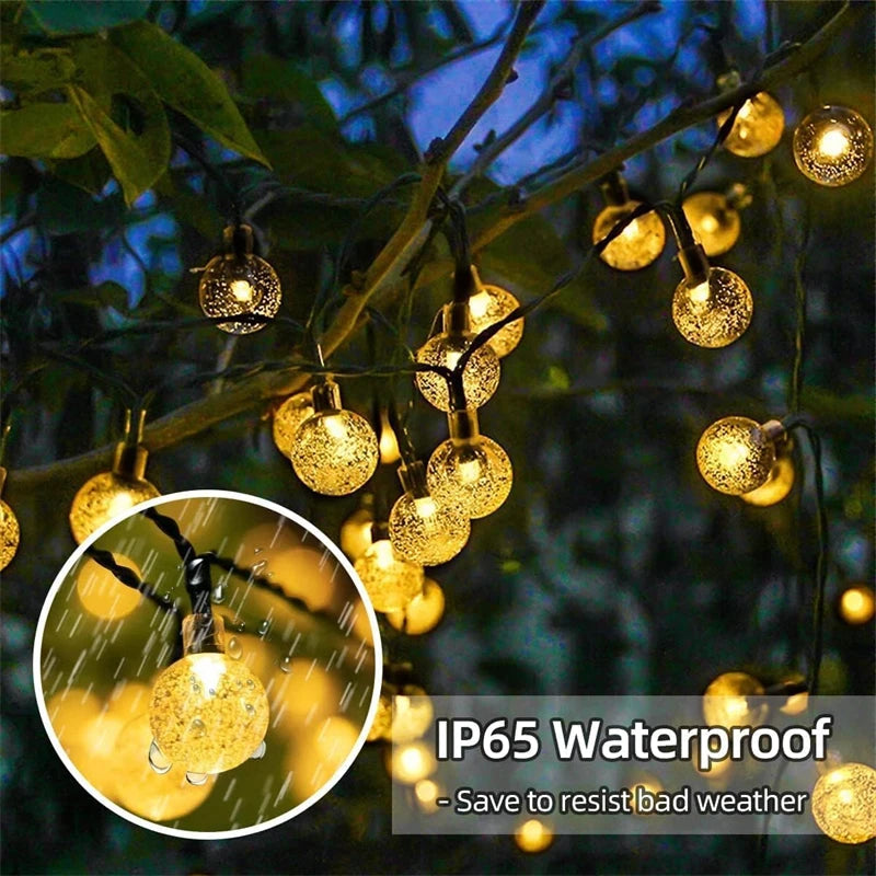 Solar Crystal Globe String Lights 60 LED – Outdoor Garden Lights