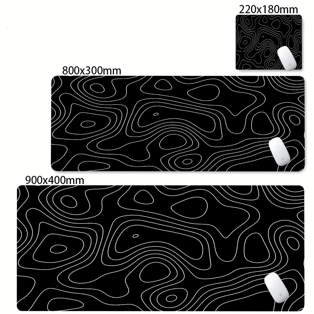 Large Gaming Mouse Pad – Black & White Abstract Desk Mat