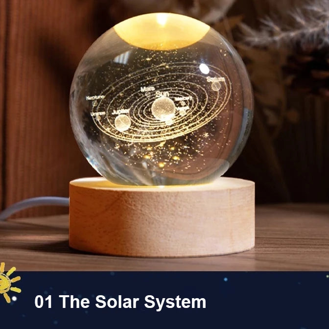 Galaxy Crystal Ball Night Light – Solar System Lamp