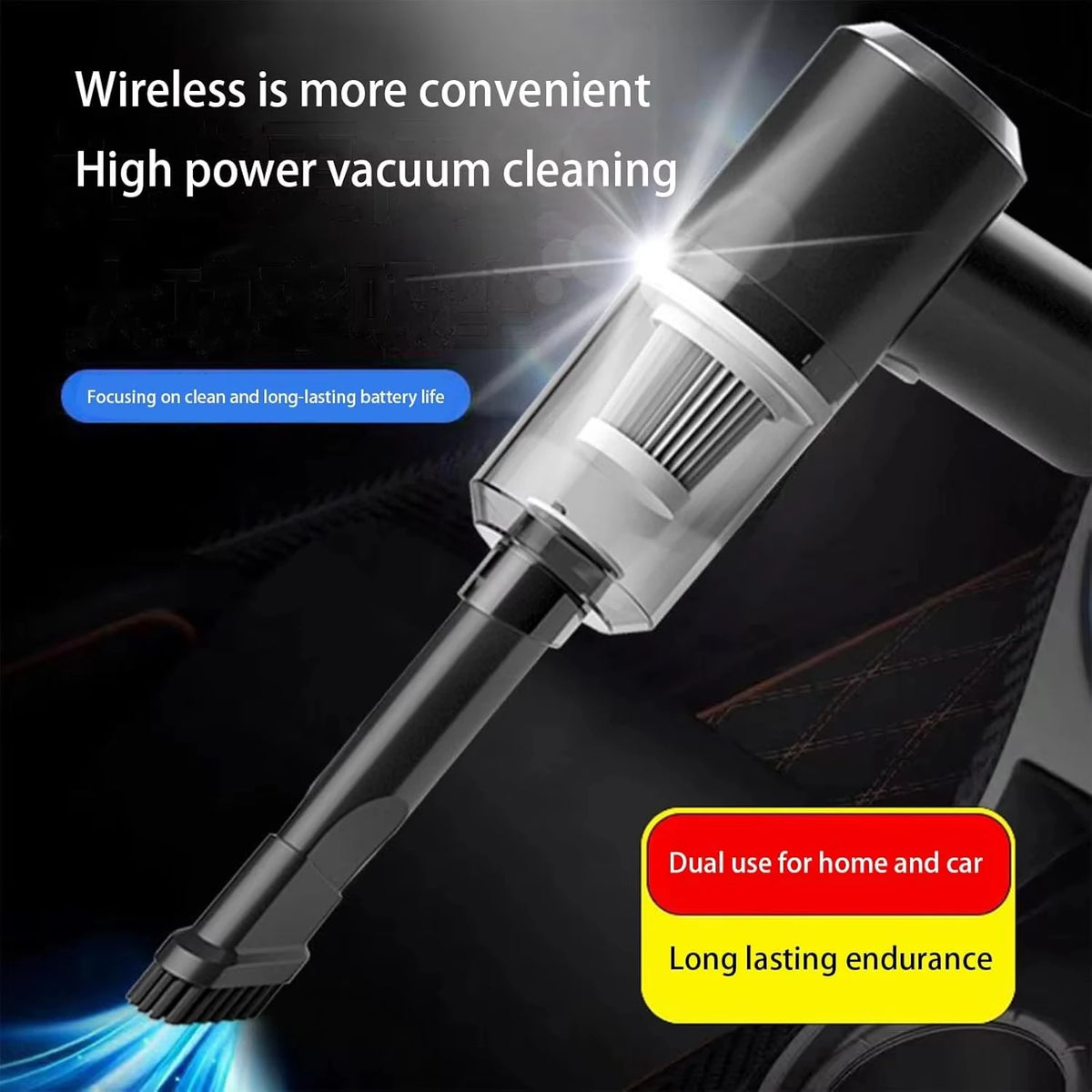 Cordless Handheld Car Vacuum 15000Pa – Blow & Suction