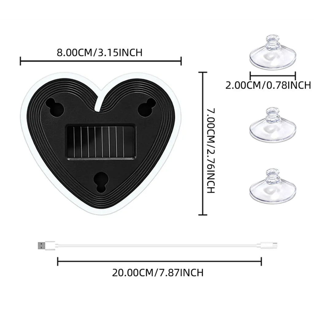 RGB Heart LED Car Ambient Light – Solar & USB Powered